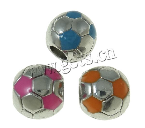 Enamel Zinc Alloy European Beads, Football, plated, Customized & without troll, more colors for choice, nickel, lead & cadmium free, 11.5x10mm, Hole:Approx 5mm, Sold By PC