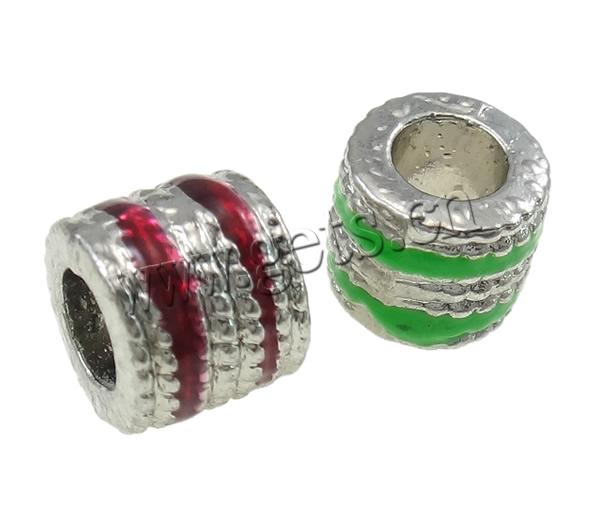 Enamel Zinc Alloy European Beads, Drum, plated, Customized & without troll, more colors for choice, nickel, lead & cadmium free, 9x7.5mm, Hole:Approx 5mm, Sold By PC