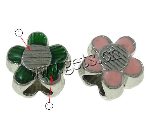 Enamel Zinc Alloy European Beads, Flower, plated, Customized & without troll, more colors for choice, nickel, lead & cadmium free, 11x10x8mm, Hole:Approx 5mm, Sold By PC