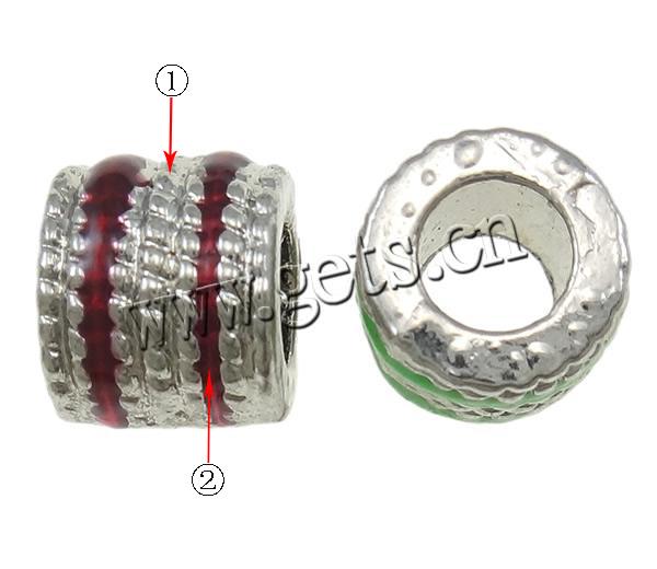 Enamel Zinc Alloy European Beads, Drum, plated, Customized & without troll, more colors for choice, nickel, lead & cadmium free, 9x7.5mm, Hole:Approx 5mm, Sold By PC