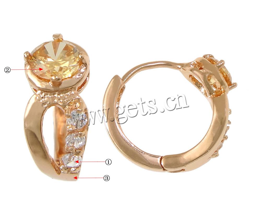 Brass Huggie Hoop Earring, plated, with cubic zirconia, more colors for choice, 6x14x16mm, Sold By Pair