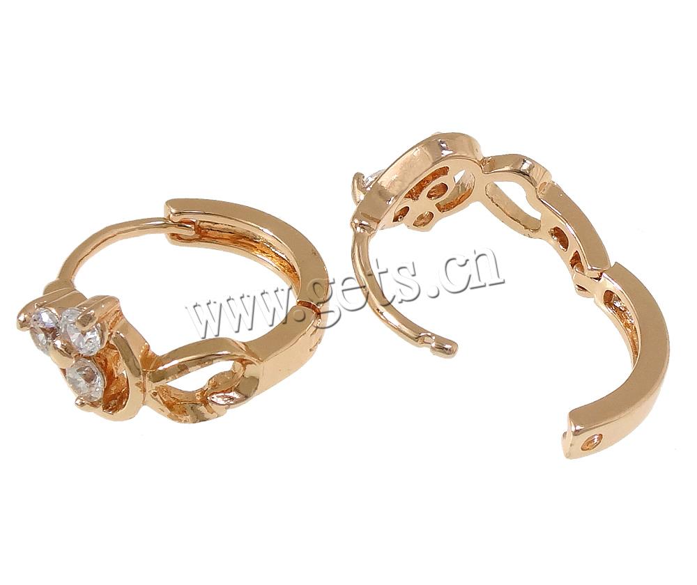 Brass Huggie Hoop Earring, plated, with cubic zirconia, more colors for choice, 7x14x16mm, Sold By Pair