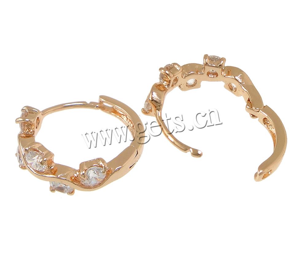 Brass Huggie Hoop Earring, plated, with cubic zirconia, more colors for choice, 5x15x15mm, Sold By Pair