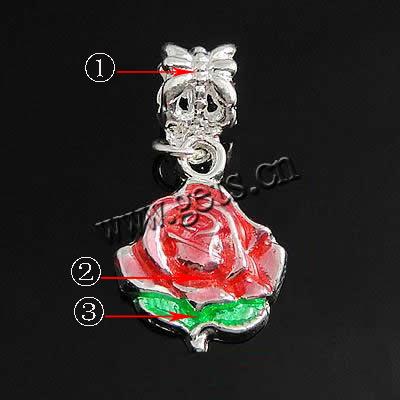 Zinc Alloy European Pendants, Flower, plated, enamel, more colors for choice, 18x14x3mm, Hole:Approx 5mm, Sold By PC