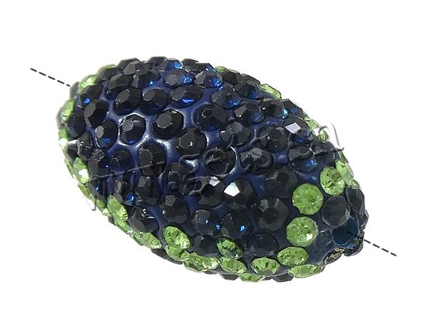 Rhinestone Clay Pave Beads, Oval, with 200 pcs rhinestone, more colors for choice, 21x12x12mm, Hole:Approx 2mm, Sold By PC