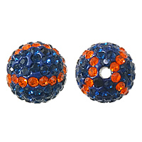 Strass Ton befestigte Perlen, Lehm pflastern, rund, mit 98 Stück Strass, 12mm, Bohrung:ca. 2mm, verkauft von PC