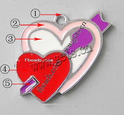 Zinc Alloy Enamel Pendants, Heart, plated, more colors for choice, 25x22x2mm, Hole:Approx 1mm, Sold By PC