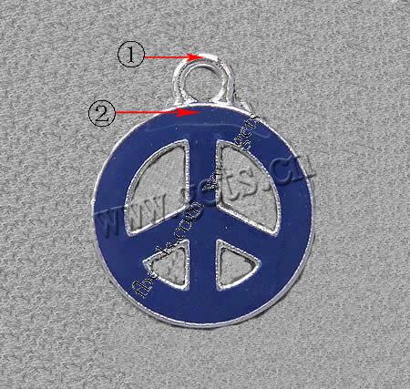 Zinc Alloy Peace Pendants, Peace Logo, plated, enamel, more colors for choice, 12x12x2mm, Hole:Approx 2mm, Sold By PC