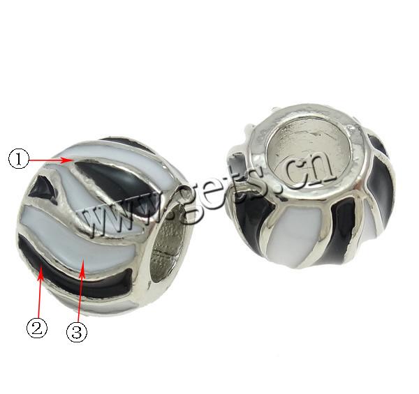 Enamel Zinc Alloy European Beads, Drum, plated, large hole, more colors for choice, 11x11x9mm, Hole:Approx 5.8mm, Sold By PC