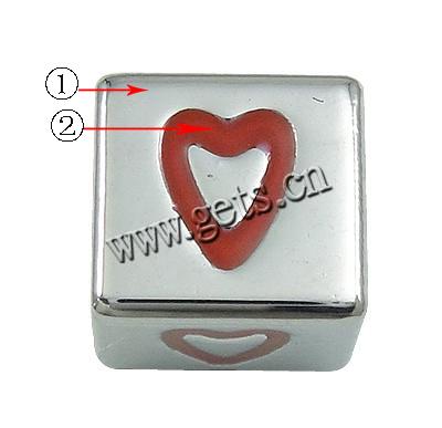 Enamel Zinc Alloy European Beads, Cube, plated, without troll & large hole, more colors for choice, 8x8x8mm, Hole:Approx 4mm, Sold By PC