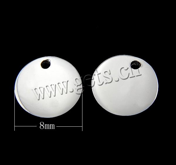 Sterling Silver Tag, 925 Sterling Silver, Flat Round, plated, more colors for choice, 8x8x0.8mm, Hole:Approx 1mm, Sold By PC