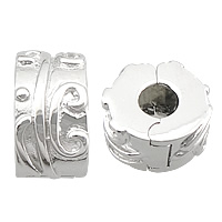 Sterling Silber Europa Clip, 925 Sterling Silber, Rohr, mit kubischem Zirkonia & Streifen, keine, Bohrung:ca. 3.5mm, verkauft von PC