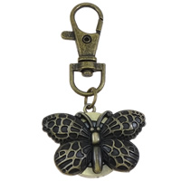 Keychain Watch, Zinc Alloy, Butterfly, antique bronze color plated, brushed, nickel, lead & cadmium free Approx Approx 2.6 Inch 