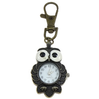 Keychain Watch, Zinc Alloy, with Glass, Owl, antique bronze color plated, brushed & enamel, nickel, lead & cadmium free Approx Approx 3.2 Inch 