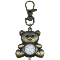 Keychain Watch, Zinc Alloy, with Glass, Bear, antique bronze color plated, brushed, nickel, lead & cadmium free Approx Approx 3.1 Inch 