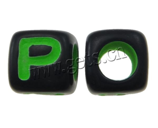 Plastic Alphabet Beads, Polystyrene, Cube, painted, different size for choice & with letter pattern & four-sided, mixed colors, Sold By Bag