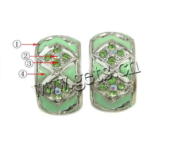 clou d'oreille en alliage zinc avec émail, alliage de zinc, acier inoxydable puce boucle d'oreille, Placage, avec strass, plus de couleurs à choisir, 20x11mm, Vendu par paire