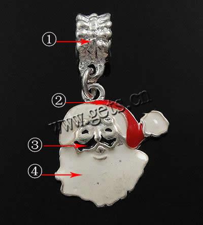 European Christmas Pendant, Zinc Alloy, Santa Claus, plated, enamel, more colors for choice, 20x19x3mm, Hole:Approx 5mm, Sold By PC