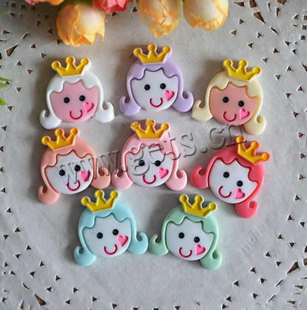 Cartoon Style Resin Cabochon, Girl, flat back & solid color, more colors for choice, 30x30mm, Sold By PC