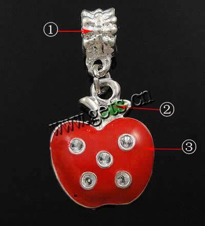European Christmas Pendant, Zinc Alloy, Apple, plated, enamel, more colors for choice, 21x17x4mm, Hole:Approx 5mm, Sold By PC