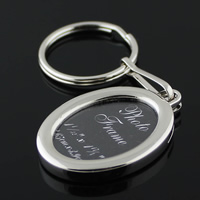 Zinc Alloy Key Chain Jewelry, Flat Oval, platinum color plated, with photo locket, lead & cadmium free 
