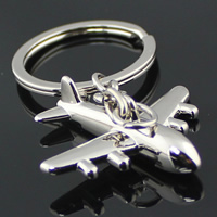 Zinc Alloy Key Chain Jewelry, Airplane, platinum color plated, lead & cadmium free, 40mm 