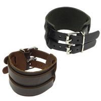 Cowhide Bracelets, zinc alloy buckle, platinum color plated 5cm Approx 27 cm 