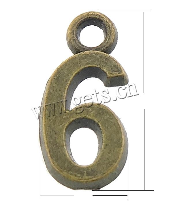 Zinc Alloy Number Pendant, plated, Customized & different designs for choice, more colors for choice, Hole:Approx 2mm, 10000PCs/Bag, Sold By Bag