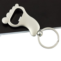 Zinc Alloy Key Chain Jewelry, Foot, platinum color plated, with bottle opener, lead & cadmium free 10mm 