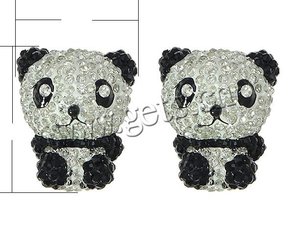 Half Drilled Rhinestone Beads, Rhinestone Clay Pave, Panda, different size for choice & enamel & half-drilled & two tone, Sold By Pair
