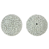Halb gebohrte Strass Perlen, Ton, rund, mit 450 Stück Strass & halbgebohrt, keine, 36mm, Bohrung:ca. 2mm, verkauft von PC