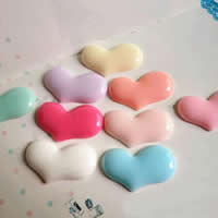 Solid Color Resin Cabochon, Heart, flat back, mixed colors 