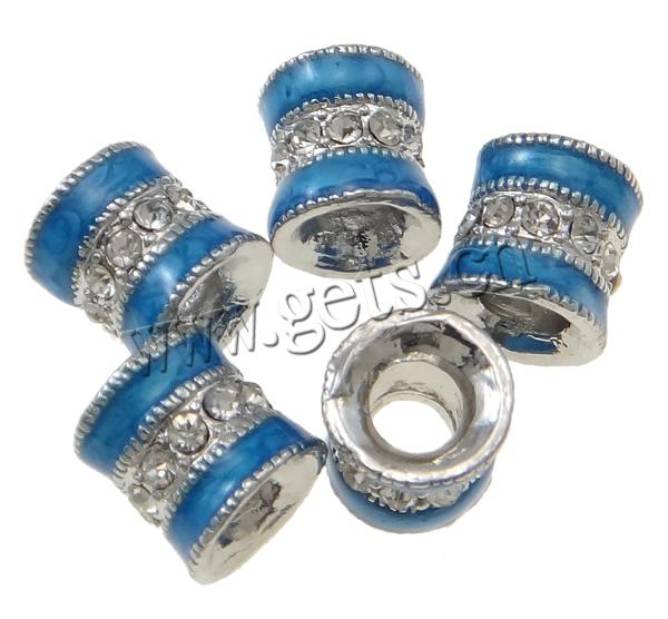 Enamel Zinc Alloy European Beads, Drum, plated, Customized & without troll & with rhinestone, more colors for choice, nickel, lead & cadmium free, 10x10mm, Hole:Approx 4.5mm, Sold By PC