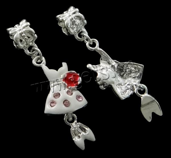 Zinc Alloy European Pendants, Garment, plated, enamel & with rhinestone, more colors for choice, nickel, lead & cadmium free, 41x12x4mm, Hole:Approx 4.5mm, Sold By PC