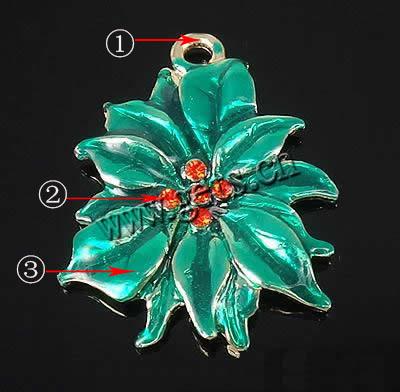 Zinc Alloy Enamel Pendants, Flower, plated, more colors for choice, 24x31x3.5mm, Hole:Approx 2.5mm, Sold By PC