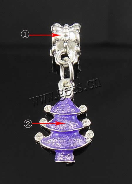 European Christmas Pendant, Zinc Alloy, Christmas Tree, plated, enamel, more colors for choice, 12x19x2.5mm, Hole:Approx 5mm, Sold By PC