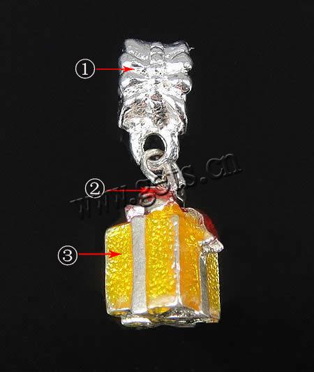 European Christmas Pendant, Zinc Alloy, plated, enamel, more colors for choice, 7x12.5mm, 5.5x11.5mm, Hole:Approx 5mm, Sold By PC