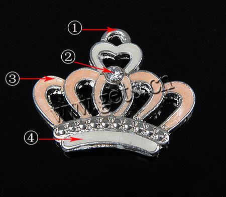 Colgantes de corona de aleación de cinc, aleación de zinc, chapado, esmalte & con diamantes de imitación, más colores para la opción, 22.5x18.5x2mm, agujero:aproximado 2mm, Vendido por UD