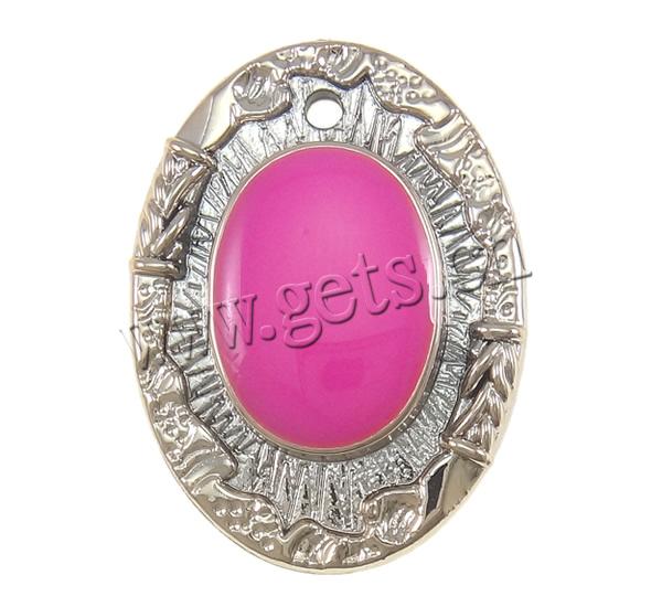 Enamel Acrylic Pendants, Flat Oval, UV plating, more colors for choice, 35x26x6.5mm, Hole:Approx 2.5mm, Sold By PC