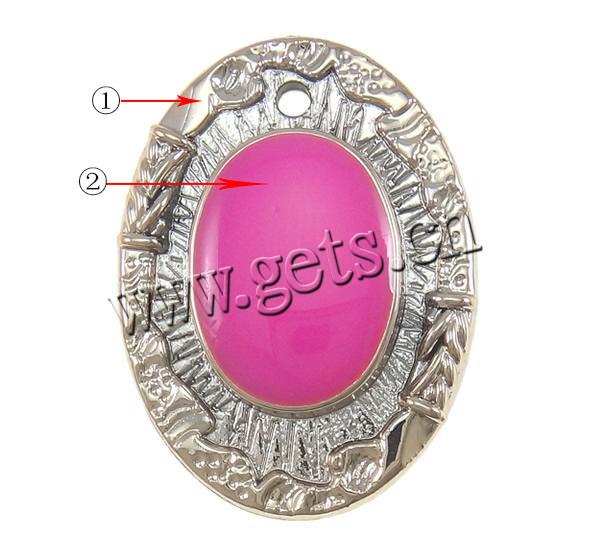 Enamel Acrylic Pendants, Flat Oval, UV plating, more colors for choice, 35x26x6.5mm, Hole:Approx 2.5mm, Sold By PC