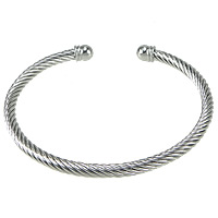 Stainless Steel Cuff Bangle, original color, 4mm, 66.5mm, 59mm Approx 7 Inch 