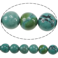 Perles en Turquoise naturelle, Rond, multiple tailles pour le choix, vert Environ approx 1mm Environ 15.7 pouce, Vendu par brin