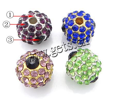 Perles strass en alliage de zinc, avec alliage de zinc, Rond, Placage, plus de couleurs à choisir, 10x11.5mm, Trou:Environ 2.5mm, Vendu par PC