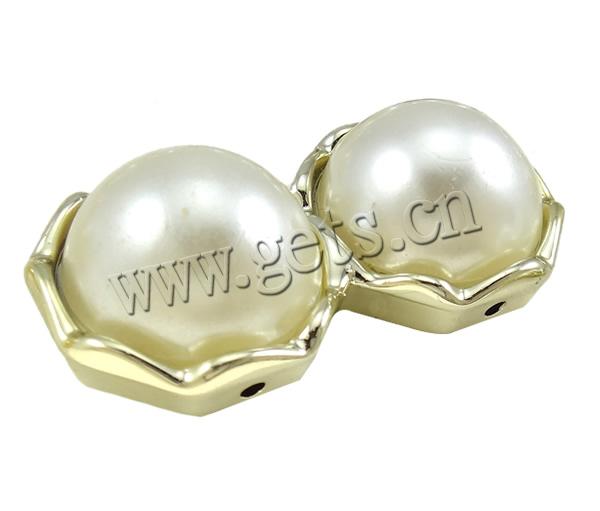 Acrylic, with ABS Plastic, UV plating, imitation pearl & 2-strand, more colors for choice, 21x42mm, Hole:Approx 2.5mm, Sold By PC
