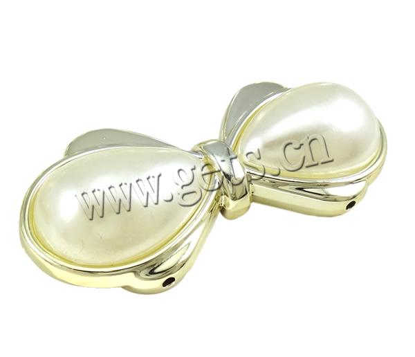 Acrylic, with ABS Plastic, Bowknot, UV plating, imitation pearl & 2-strand, more colors for choice, 27x57mm, Hole:Approx 2.5mm, Sold By PC
