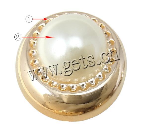 Fashion Acrylic Jewelry Cabochon, with ABS Plastic, Flat Round, UV plating, imitation pearl & flat back, more colors for choice, 24mm, Hole:Approx 2mm, Sold By PC
