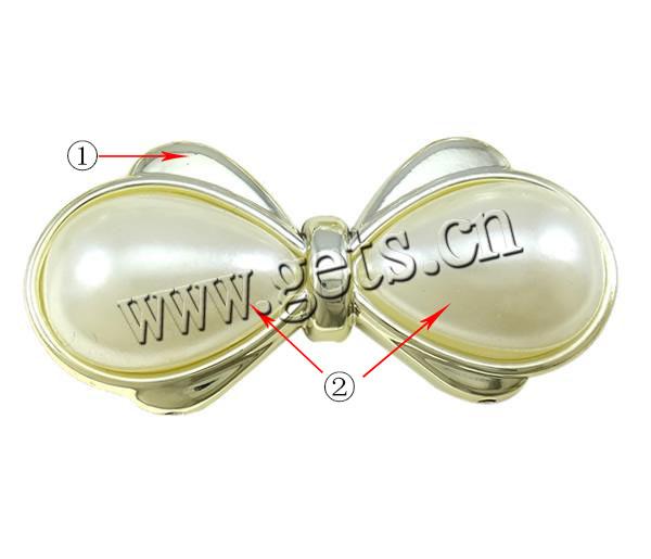 Acrylic, with ABS Plastic, Bowknot, UV plating, imitation pearl & 2-strand, more colors for choice, 27x57mm, Hole:Approx 2.5mm, Sold By PC