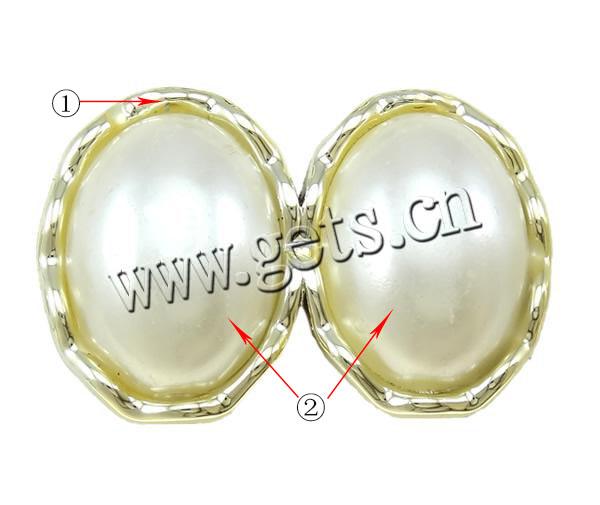 Barrita Espaciadora de Acrílico, con plástico ABS, Óvalo, chapado en UV, imitación de perla & 2-sarta, más colores para la opción, 21x32mm, agujero:aproximado 2.5mm, Vendido por UD