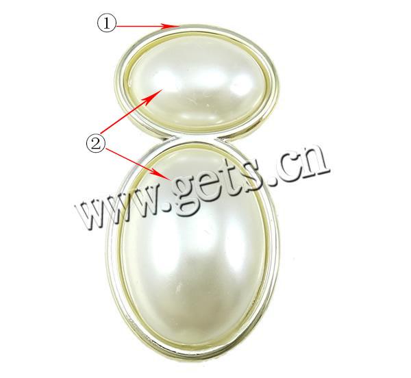 Acrylic, with ABS Plastic, UV plating, imitation pearl & 2-strand, more colors for choice, 22x44mm, Hole:Approx 2.5mm, Sold By PC