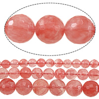Watermelon Pink Bead, Cherry Quartz, Round, natural & faceted Approx 15 Inch 